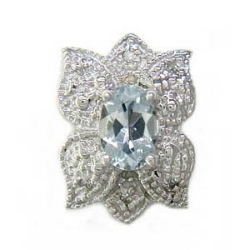 B3613 14K AQUAMARINE & DIAMOND SLIDE 